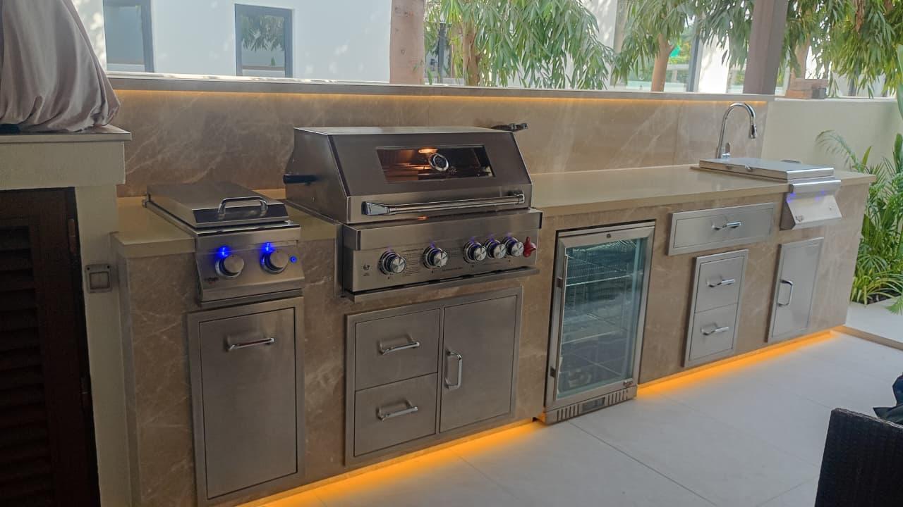 Affordable Outdoor Kitchen with LED Lighting
